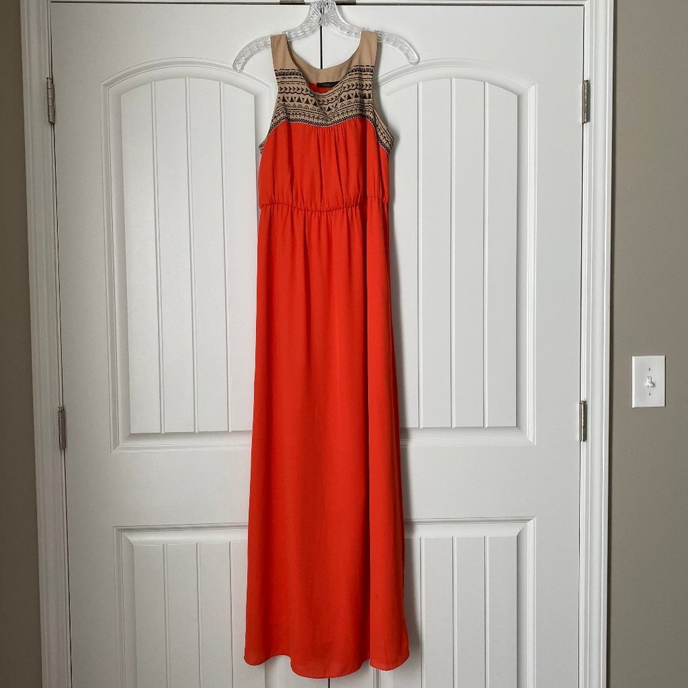 EUC THML Embroidered Grecian Maxi Dress - Medium